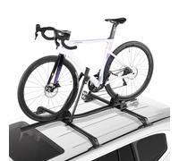 VEVOR Dachfahrradträger 15 kg Tragkraft, aufrechter Fahrraddachträger mit sicherem Verriegelungssystem für die meisten Standard-Querträger, aufrechter Autodachträger für SUV Auto, Schwarz