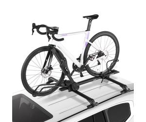 VEVOR Dachfahrradträger 15 kg Tragkraft, klappbarer Fahrraddachträger mit sicherem Verriegelungssystem für die meisten Standard-Querträger, aufrechter Autodachträger für SUV Auto, Schwarz