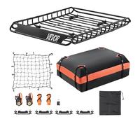 VEVOR Dachgepäckträgerkorb Autodachkorb (1300 x 910 x 105 mm) universeller Dachgepäckträger mit Gepäcktasche & Netz & Ratschengurten (90,7 kg Max Tragkraft), Autodach-Gepäckträger für SUV LKW
