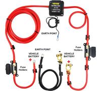VEVOR Doppelbatterie Trennrelais 12 V Split Charge Kit 140 A spannungsempfindliches Relais Set Batterietrennrelais automatisches Ladegerät & Kabel Set für