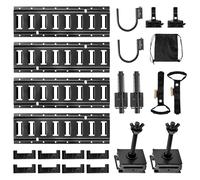 VEVOR E-Track-Zurrschienen-Set, 4er-Pack 0,4 m, inkl. 2 U-förmige Haken, 2 Werkzeughalter, 2 Schienenregalhalterungen, 2 Reifenhalter, 2 Kabelaufbewahrungsringe, 8 Endkappen und 1 Tasche
