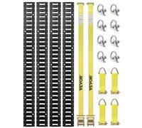 VEVOR E-Track-Zurrschienen-Set, 18-teilig, 1524 mm E-Tracks-Set, inkl. 4 Stahlschienen & 8 O-Ring-Anker & 4 Zurrgurte mit D-Ring & 2 Ratschengurten, Sicherungszubehör für Lastenmotorräder, 907 kg