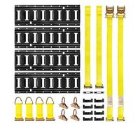 VEVOR E-Track-Zurrschienen-Set, 4er-Pack, 0,4 m, 21-TLG. Zubehör, inkl. 2 Ratschengurten & 4 O-Ringen & 4 Zurrgurten mit D-Ring & 2 Einzelschlitzen & 8 Endkappen & 1 Tasche, Garagen, Wagen, Anhänger