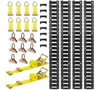 VEVOR E-Track-Zurrschienen-Set, 4er-Pack 2,3 m E-Track-Schienen, 26-TLG., inkl. 2 Ratschengurten & 8 O-Ringen & 8 Zurrgurten mit D-Ring & 8 Endkappen, für Garagen, Lieferwagen, Anhänger, Motorräder