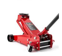 VEVOR Hydraulischer Rangierwagenheber 3 t Tragkraft, Flacher Wagenheber aus Stahl mit Einkolben-Schnellhubpumpe, Autoheber für Sportwagen SUVs Pickups, 13-50 cm Hubbereich, Rennwagenheber Rot
