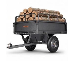 VEVOR Kippanhänger, 226,79 kg Fassungsvermögen, ATV-UTV-Transportanhänger 142x76x70 cm, Kippwagen mit 35,56 cm Reifen, Handzug oder Fußpedal, Hofanhänger für Rasenmähertraktoren
