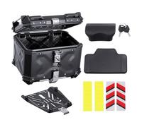 VEVOR Motorrad-Topcase Motorradkoffer 45 L Heckbox aus Aluminiumlegierung mit Lederfutter, abnehmbare Motorrad-Topbox mit Schloss & Rückenpolster, Helmkoffer (435 x 378 x 348 mm) Schwarz