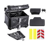 VEVOR Motorrad-Topcase Motorradkoffer 55 L Heckbox aus Aluminiumlegierung mit Lederfutter, abnehmbare Motorrad-Topbox mit Schloss & Rückenpolster, Helmkoffer (470 x 430 x 367 mm) Schwarz