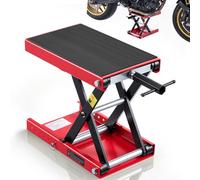 VEVOR Motorradheber 499 kg Tragkraft Motorradhebebühne mit Breiter Auflagefläche Sicherheitsbolzen 95-340 mm Höhenverstellbar Scherenheber aus Stahl für Straßenmotorräder Cruiser Schwarz Rot