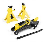VEVOR Rangierwagenheber Wagenheber mit niedrigem Profil & Ständern hydraulisch 2 t, Einzelkolben-Schnellhubpumpe, 13-31 cm Hubhöhe, hydraulische Wagenheber für kompakte SUVs Gelb + Schwarz