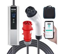 VEVOR Typ2 EV Ladekabel für Elektrofahrzeug 32A Ladegerät mit CEE 32 Stecker Wallbox 7,36kW(einphasig)/22kW(dreiphasig) 7,5m Ladekabel EV Ladestation 4 Stufen der Stromanpassung(16A/20A/24A/32A)