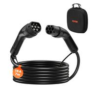 VEVOR EV Ladekabel, 16 A, 7 m, max. 11 kW, Verlängerungskabel, kompatibel mit Typ-2-Ladegeräten für Elektrofahrzeuge, 3-Phasen-Wechselstrom, 480 V, 50 Hz, IP65, Autoladekabel mit Tragetasche