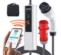 VEVOR Typ2 EV Ladekabel für Elektrofahrzeug 32A Ladegerät mit CEE 32 Stecker Wallbox 7,36kW(einphasig)/22kW(dreiphasig) 7,5m Ladekabel EV Ladestation 4 Stufen der Stromanpassung(16A/20A/24A/32A)