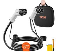 VEVOR Typ2 Ladekabel für Elektroauto/Hybrid EV Ladekabel E-Autoladekabel Wallbox 22kw TPU-Ladekabel 5,5m Kabellänge 3-Phase AC 380V Typ2 auf Typ2 Wasser-/Staubdicht Mit allen Typ-2-Modellen Kompatibel