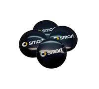 VGTDCDT 4 Stück Auto Nabendeckel Aufkleber für Smart 450 451 453 Fortwo Forfour 56mm, Radnabenabdeckung Aufkleber Felgenaufkleber Wasserdicht Staubdicht Rostfrei