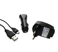 vhbw Ladezubehör Set kompatibel mit TomTom Go 950 LIVE, 940 Live, 950 Navi - KFZ-Ladeadapter, Netz-Adapter, 2-in-1 USB-Datenkabel / Ladekabel