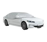 vidaXL Autoabdeckung, Halbgarage mit Gummibändern Haken, Abdeckplane für Fahrzeug, Autogarage Autoplane Schutzhülle, Silbern M PEVA