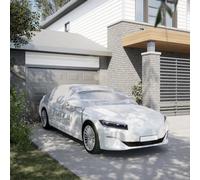 vidaXL Autoabdeckung Halbgarage mit Haken Silbern M vidaXL Autoabdeckung Halbgarage mit Haken Silbern M