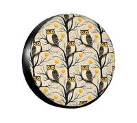 Vintage Eule Baum Druck Reserverad Reifen Abdeckung für Anhänger Wohnwagen LKW SUV Ersatzreifen Reifen Abdeckung 17 Zoll für Durchmesser 31,5 A