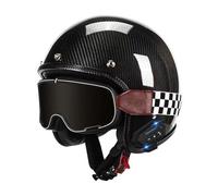 Vintage Motorrad Jethelm Mit Bluetooth ECEDOT Zertifizierung Offenem Rollerhelm Mit Brille 3/4 Motorrad Halbhelme Für Erwachsene Frauen Männer Vintage Jet Crash Motorradhelm H,L:59-60CM
