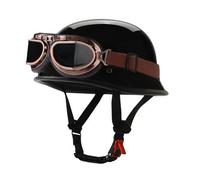 Vintage Motorradhelm Brain-Cap Halbhelme Mit Brille Motorrad Halbschalenhelm Deutscher Stil Roller Halbschalenhelm ECEDOT Zertifiziert Jethelm Offenem Erwachsene Unisex P,XXXXL:67-68CM