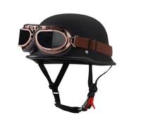 Vintage Motorradhelm Brain-Cap Halbhelme Mit Brille Motorrad Halbschalenhelm Deutscher Stil Roller Halbschalenhelm ECEDOT Zertifiziert Jethelm Offenem Erwachsene Unisex N,XXXXL:67-68CM