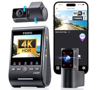 VIOFO A329S 3CH 4K Dashcam vorne hinten, 4K + 2K + 2K Dashcam Auto 3 Lens, Energiespar-Parkmodus, 210°Ultraweitwinkel Innenkamera, Wi-Fi 6 u. App Steuerung, Drei STARVIS 2 Autokamera, optional 4TB SSD
