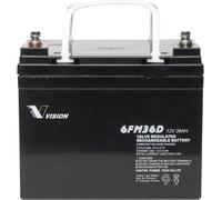 Vision Akkus 6FM36DX Bleiakku 12V 36Ah Blei-Vlies (AGM) (B x H x T) 195 x 155 x 130mm M6-Schraubanschluss Wartungsfrei, Zyklenfest
