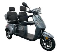 Vita Care 2000 Li Elektromobil 3-rädriges 2-Personen Seniorenmobil mit 1000 W Motor, Herausnehmbarem -Akku bis 90 km Rückwärtsgang & Topcase (Light grey, Akku- 60V/20Ah= bis zu 60 km Reichweite)