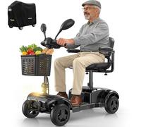 VOCIC Elektromobil Senioren 4 Räder Faltbar D42,20KM Reichweite Seniorenmobile Klappbar mit Pannensichere Reifen für All Gelände,250W Roller Mobilität Abdeckplane bis 136KG,5 Jahre Support, Schwarz