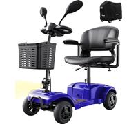 VOCIC Elektromobil Senioren 4 Räder Faltbar D42,20KM Reichweite Seniorenmobile Klappbar mit Pannensichere Reifen für All Gelände,250W Roller Mobilität mit Abdeckplane bis 136KG,5 Jahre Support, Blau