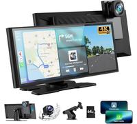 Volam 9.26 Zoll Tragbares Autoradio Carplay Display mit 4K Dashcam Auto Vorne Hinten,1080P Rückfahrkamera, Wireless A-pple CarPlay Android Auto, Mirror Link, GPS, G00gle,Siri, FM,AUX, 64G SD-Karte