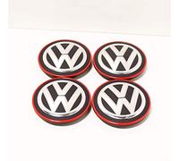 Volkswagen VAG Ersatzteil Original Set 4 Teile x Radkappen Mitte Räder Alufelgen (Chrom/Rot), 5G0601171BLYC