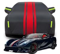 Vollgarage Autoabdeckung für Ferrari 812, Wasserdicht Kratzfest UV-Schutz, Autoplanen Garagen Hagelschutzplane,Black-red