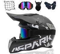VOMI Motocross Helm Komplettset für Herren, Damen & Kinder - Inkl. Brille, Handschuhe, Helmnetz & Atemmaske - Offroad Helm für Motorrad, Quad, Enduro, Downhill, Scooter & Fahrrad - Matt Schwarz, XL