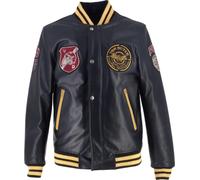 Von Dutch X Helstons Collegian Motorrad Lederjacke, Größe M für Männer