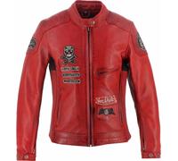 Von Dutch X Helstons Pretty Damen Motorrad Lederjacke, rot, Größe M