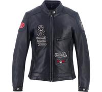 Von Dutch X Helstons Pretty Damen Motorrad Lederjacke, schwarz, Größe M