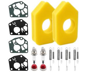 VooGenzek 16 Stücke Rasenmäher-Ersatzteile, L7T Zündkerzen, Reglerfedern 692211 691859, Vergaser Membran Dichtung 795083 495770, 694394 Vergaser Primer Pumpe, 698369 Schaumstoff Luftfilter