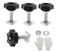 VOSSOT 4 Sets T-Nut Nutensteine M8x40mm mit 1 Paar Handschuhe, Vierkantschrauben Edelstahl inkl Muttern,Unterlegscheiben T-Nut Schrauben Set für Dachbox Befestigung, Relingträger, Fahrrad Dachträger