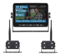 VSG24 10“ Element Wired PRO HD Funk Rückfahrsystem mit 2 Kameras für Wohnmobil & LKW, KFZ Set Rückfahrkamera kabellos + Monitor DIY Nachrüsten 12V-24V Kamera digital Auto Rückspiegel Pferdeanhänger