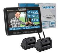VSG24 10“ Element HD XL | 2 Kameras Funk Rückfahrsystem Akku Magnet für Wohnmobil & LKW, KFZ Set kabellos inkl. Rückfahrkamera + Monitor, DIY Nachrüstung 12V-24V, Kamera digital, Auto Rückspiegel