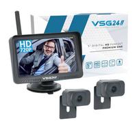 VSG24 5“ HD Funk 2x Rückfahrkamera PKW KFZ kabellos Nummernschild Einparkhilfe