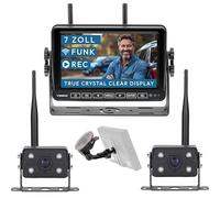 VSG24 7“ Element Wired PRO HD Funk Rückfahrsystem mit 2 Kameras für Wohnmobil & LKW, KFZ Set Rückfahrkamera kabellos + Monitor DIY Nachrüsten 12V-24V Kamera digital Auto Rückspiegel Pferdeanhänger