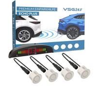 VSG® Premium Einparkhilfe mit Farb-Display und eingebauten Pieper inklusiv 4 Sensoren in weiß für hinten