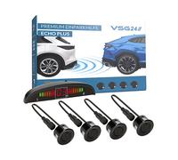 VSG24 Premium Einparkhilfe hinten mit Display zum nachrüsten am Auto, PDC Parksensoren hinten mit Stecksystem für einfachste Montage - 4 Rückfahrwarner Sensoren Parkhilfe Nachrüstsatz Schwarz