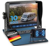 VSG24 Element Wired HD XL - Wetterfestes 10 Zoll HD Funk-Rückfahrkamera Set - IP68 Kamera - 21 m Reichweite - Loop-Aufnahme - Distanzlinien