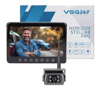 VSG24 Horizon STELLAR PRO 7" Rückfahrkamera Set kabellos - 7 Zoll 1080P HD Monitor - wasserdichte IP69K Kamera mit 130° Blickwinkel - Nachtsicht & Heizung - Profi Funk-Rückfahrsystem - zum nachrüsten