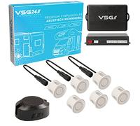 VSG24 Premium Einparkhilfe hinten zum nachrüsten am WOHNMOBIL, PDC Parksensoren hinten mit Stecksystem für einfachste Montage Rückfahrwarner mit Lautsprecher & 6 Sensoren Parkhilfe Nachrüstsatz Weiß