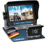 VSG24 PROGUARD Profi HD Rückfahrkamera Set 7" HD mit 1 Kamera - IP67 Monitor & IP69K Kamera 1080P - Nachtsicht & Heizung - Kabelsystem - für Traktor, Bagger, Stapler, LKW (12V-24V)